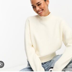 & Other Stories White Boucle Mock Neck Sweater